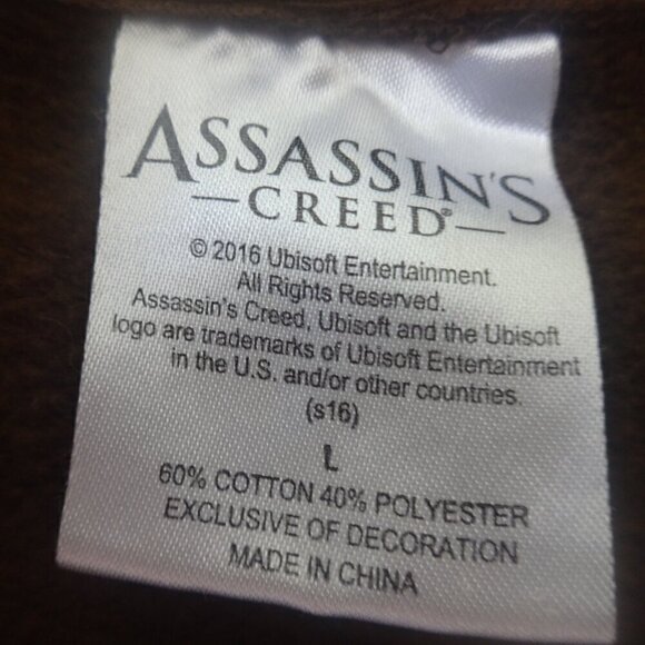 Assassins Creed hoodie men's size L, brown, cotton/ poly. very good condition - Picture 2 of 10